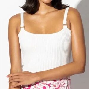 lusana christine white knit top blouse